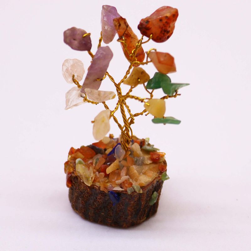 Mini Arbres de Gemmes sur Base en Bois - Multi Pierres (15 pierres)