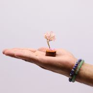 Mini Arbres de Gemmes sur Base en Bois - Quartz Rose (15 pierres)