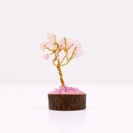 Mini Arbres de Gemmes sur Base en Bois - Quartz Rose (15 pierres)