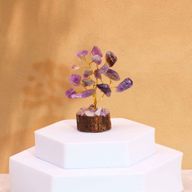 Mini Arbres de Gemmes sur Base en Bois - Améthyste (15 pierres)