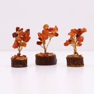 Mini Arbres de Gemmes sur Base en Bois - Cornaline (15 pierres)