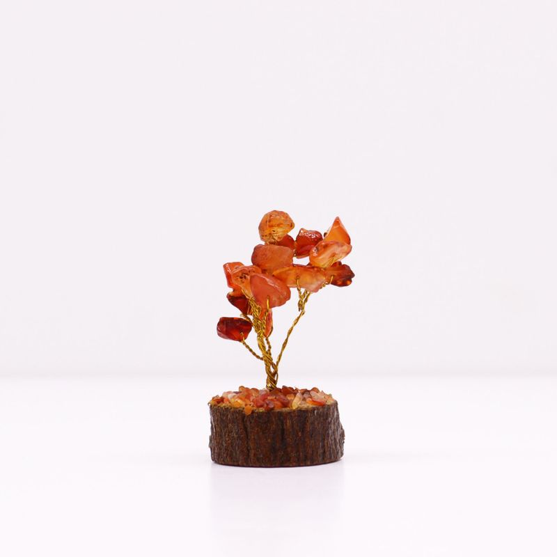 Mini Arbres de Gemmes sur Base en Bois - Cornaline (15 pierres)