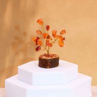Mini Arbres de Gemmes sur Base en Bois - Cornaline (15 pierres)