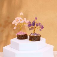 Mini Arbres de Gemmes sur Base en Bois - Mélange Assorti (15 pierres)