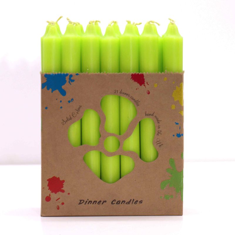 Ensemble de Bougies de Table de Couleur Unie - Paquet de 21 - Vert Citron