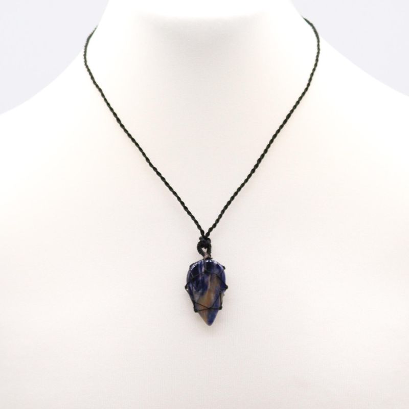 Pendentif en Forme de Larme avec Gemmes Lacées - Sodalite