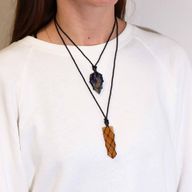 Pendentif à Pointe Plate avec Gemmes Lacées - Quartz Doré