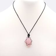 Pendentif en Forme de Larme avec Gemmes Lacées - Quartz Rose