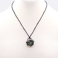 Pendentif Hexagone en Gemmes Lacées - Agate Mousse