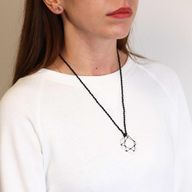 Pendentif Hexagone en Gemmes Lacées - Howlite blanche
