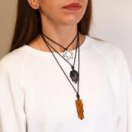 Pendentif Hexagone en Gemmes Lacées - Howlite blanche
