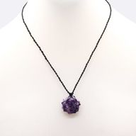 Pendentif Hexagone en Gemmes Lacées - Lépidolite
