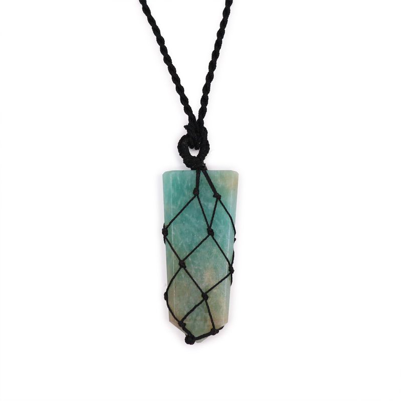 Pendentif à Pointe Plate avec Gemmes Lacées - Amazonite
