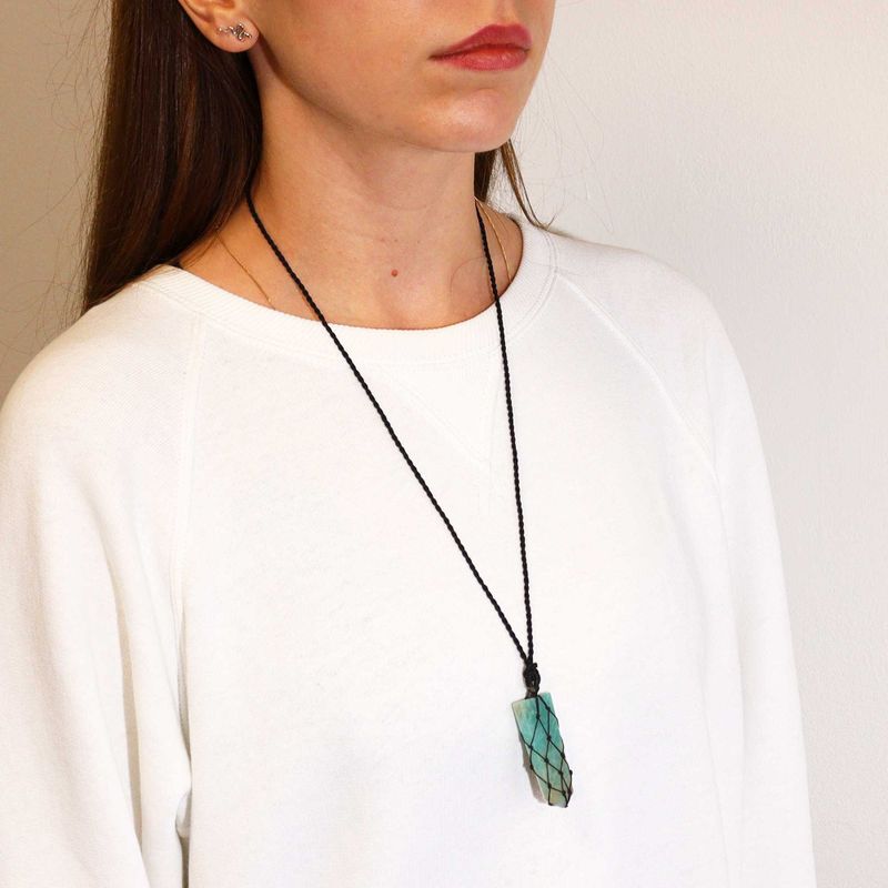 Pendentif à Pointe Plate avec Gemmes Lacées - Amazonite