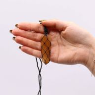 Pendentif à Pointe Plate avec Gemmes Lacées - Quartz Doré