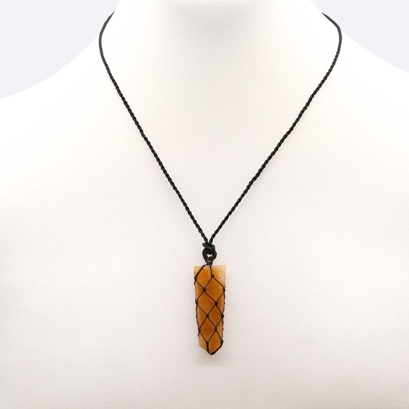 Pendentif à Pointe Plate avec Gemmes Lacées - Quartz Doré