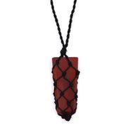 Pendentif à Pointe Plate avec Gemmes Lacées - Jaspe Rouge