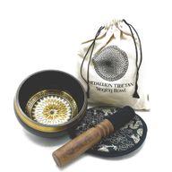 Coffret Cadeau Bol Chantant Battu et Gravé à la Main - 14cm - Médaillons Ronds