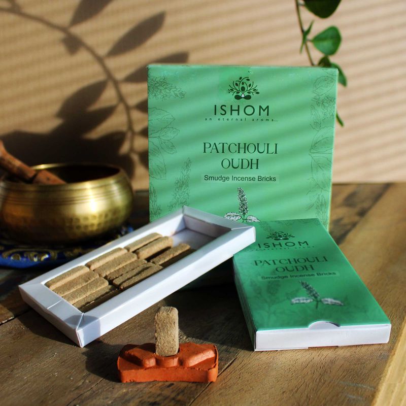 Pack de 15 Briques d'Encens Naturel et Brûleur - Bois de Patchouli