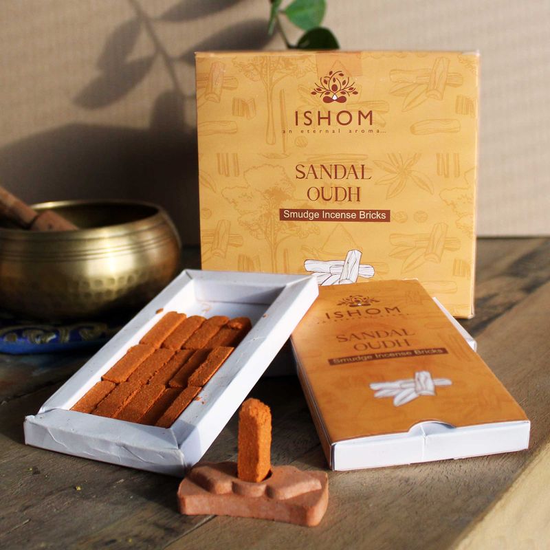 Pack de 15 Briques d'Encens Naturel et Brûleur - Bois de Santal