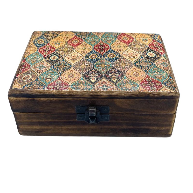 Moyenne Boîte en Bois Émaillé  - 15x10x6cm - Modèle Traditionnel