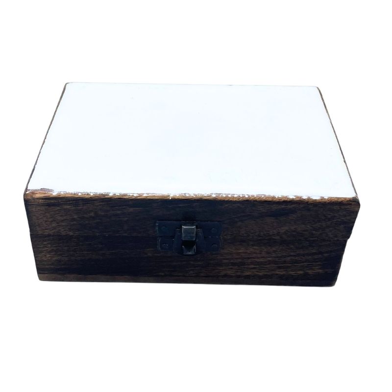 Moyenne Boîte en Bois Émaillé  - 15x10x6cm - Blanc