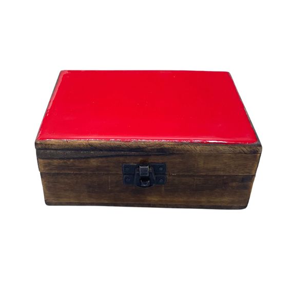 Moyenne Boîte en Bois Émaillé - 15x10x6cm - Rouge