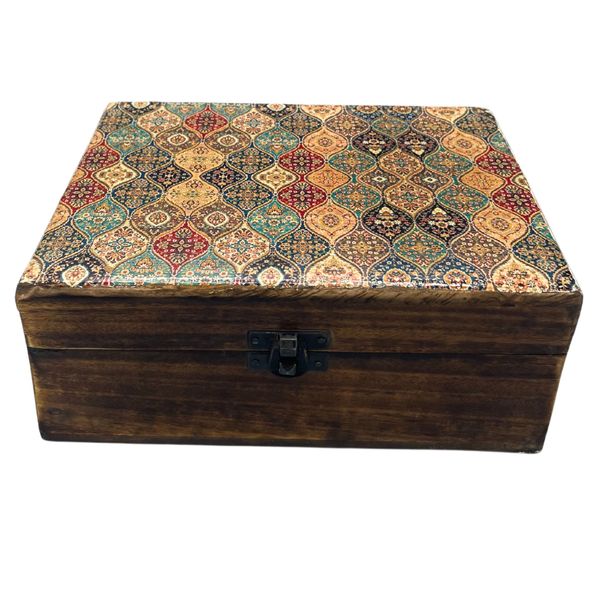 Grande Boîte en Bois Émaillé - 20x15x7.5cm - Modèle Traditionnel