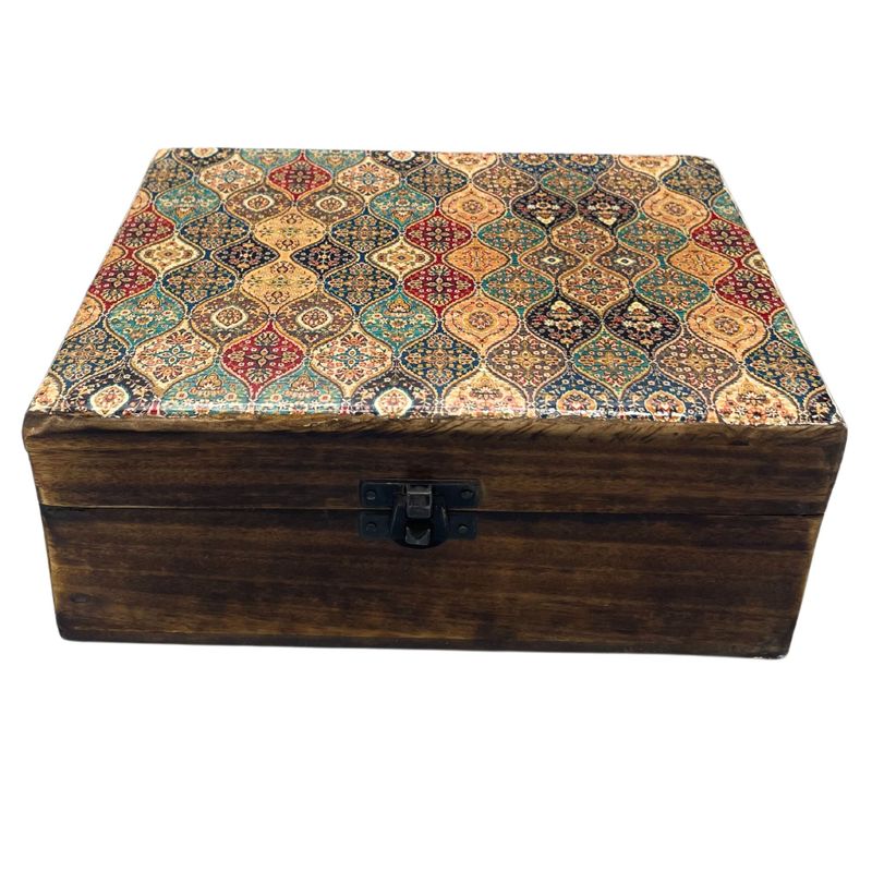 Grande Boîte en Bois Émaillé  - 20x15x7.5cm - Modèle Traditionnel