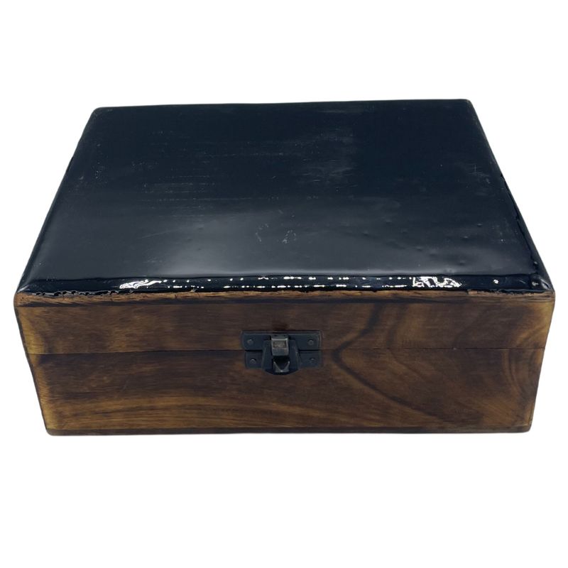 Grande Boîte en Bois Émaillé  - 20x15x7.5cm - Noir