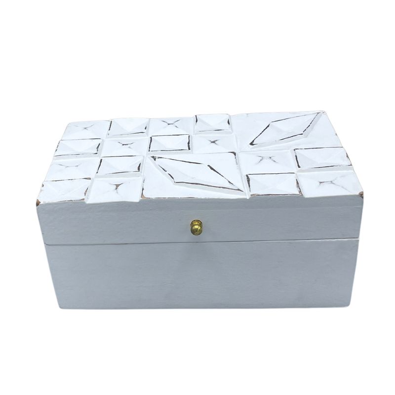 Déco Vintage - Boîte Multi Usages - 22x12x10cm - Diamants Blancs