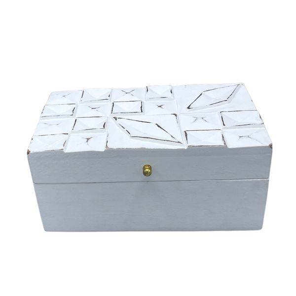 Déco Vintage - Boîte Multi Usages - 22x12x10cm - Diamants Blancs