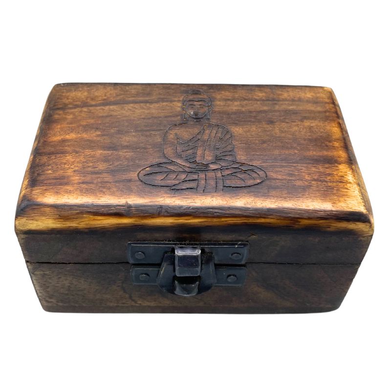 Boîte à Pilules en Bois 9x5x4cm - Motifs Sculptés - Assortis