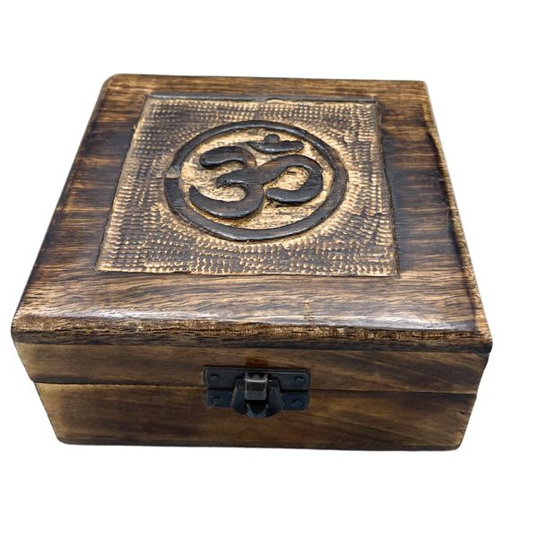 Boîte à Souvenirs Carrée en Bois 13x13x6cm - Om