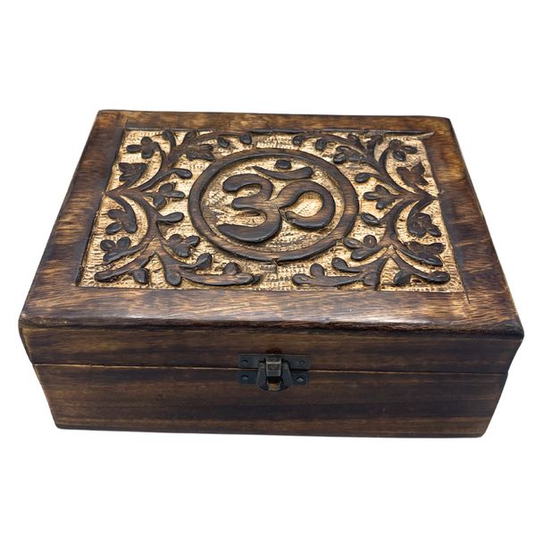 Grande Boîte à Souvenirs en Bois 20x15x7,5cm - Om