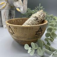 Bol en Bois pour Fumigation et Offrandes Rituelles - Quatre Éléments - 11x7cm