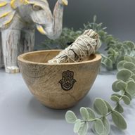 Bol en Bois pour Fumigation et Offrandes Rituelles - Hamsa - 11x7cm