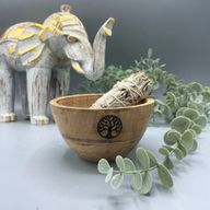 Bol en Bois pour Fumigation et Offrandes Rituelles - Arbre de Vie - 11x7cm