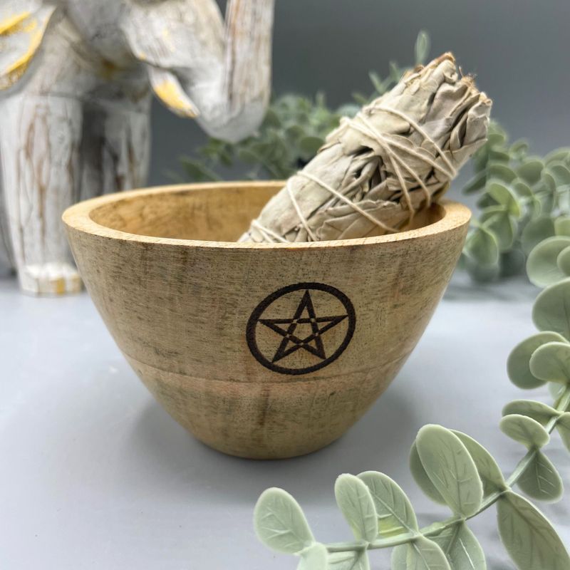 Bol en Bois pour Fumigation et Offrandes Rituelles - Pentagone - 11x7cm