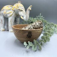 Bol en Bois pour Fumigation et Offrandes Rituelles - Hamsa - 13x7cm