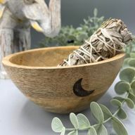 Bol en Bois pour Fumigation et Offrandes Rituelles - Trois Lunes - 13x7cm