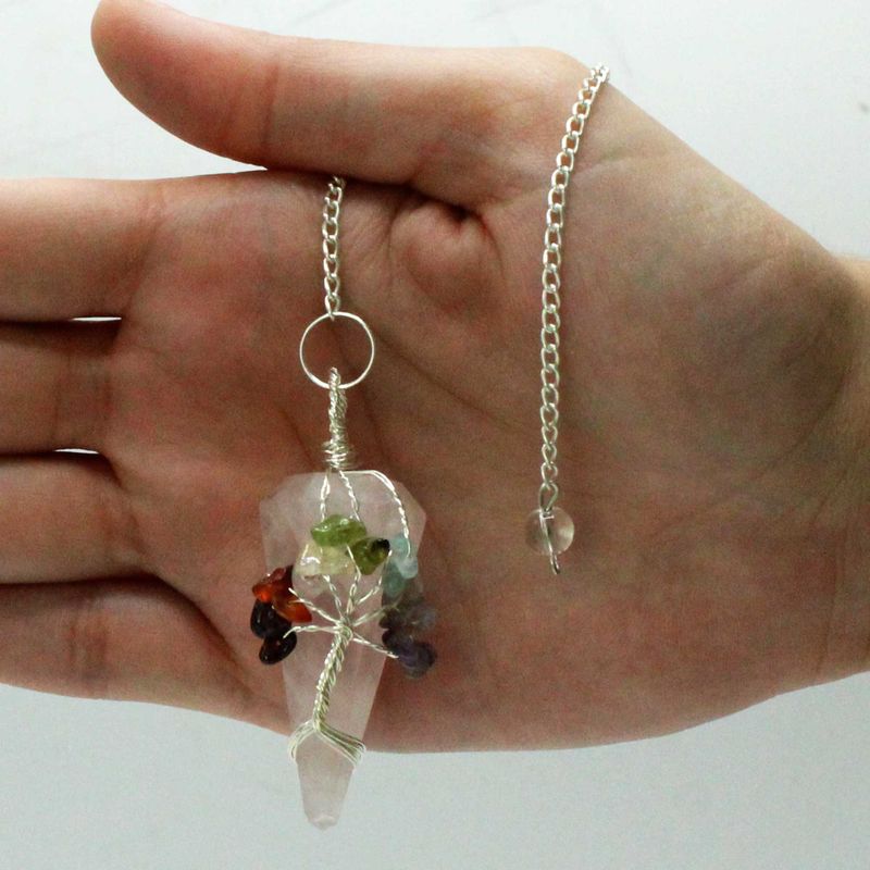 Pendule Magique - Sept Chakras - Quartz Rose
