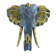 Grande Tête d'Éléphant - Or et Gris