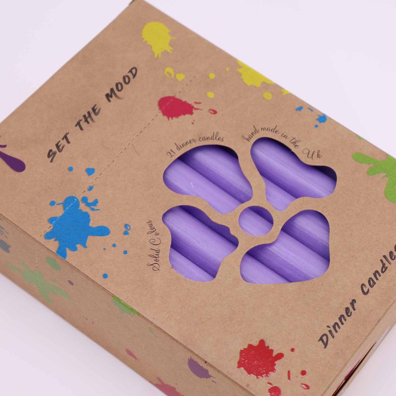 Ensemble de Bougies de Table de Couleur Unie - Paquet de 21 - Lilas