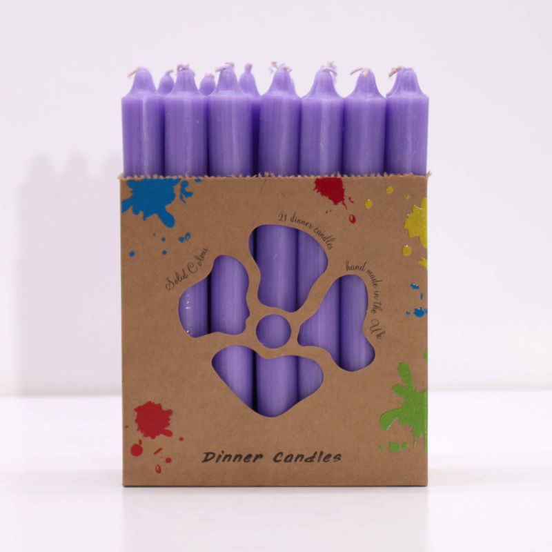 Ensemble de Bougies de Table de Couleur Unie - Paquet de 21 - Lilas