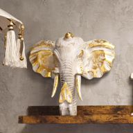 Grande Tête d'Éléphant - Or et Blanc