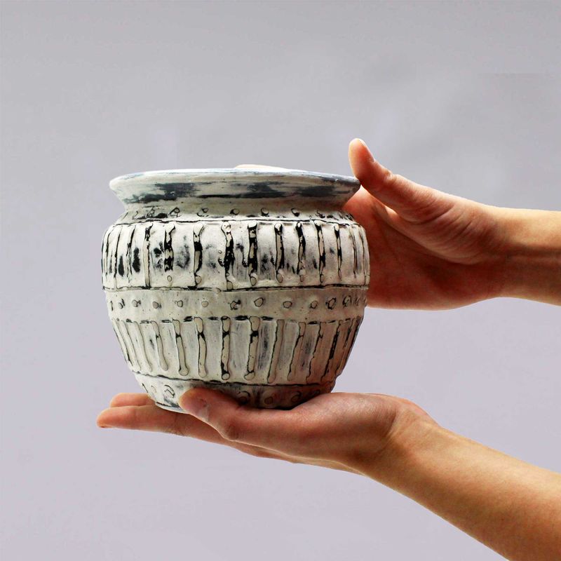 Pot de Plante Grecque en Argile - Crème 12cm
