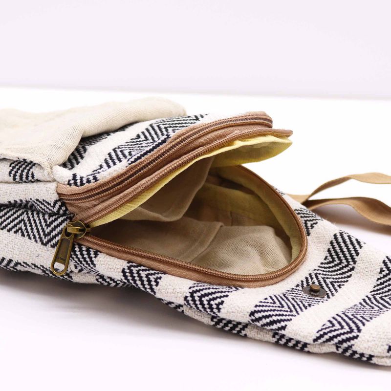Sac Bandoulière Coton Naturel -  Noir & Blanc