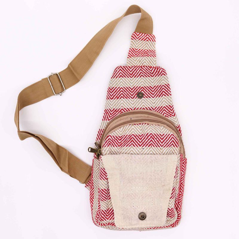 Sac Bandoulière Coton Naturel - Brun & Rose