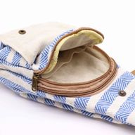 Sac Bandoulière Coton Naturel - Bleu & Blanc
